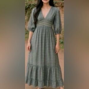 Free People Golden Hour Plaid Tiered Maxi Dress